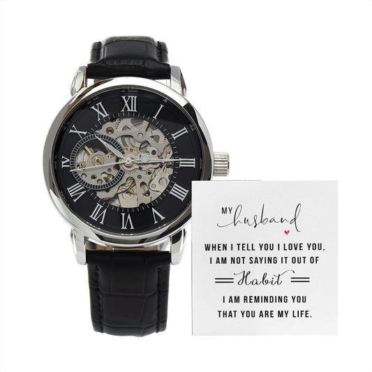 Gift for Husband - Men's openwork watch